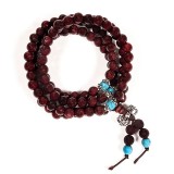 Japa Mala de Madeira e Elástico com Contas Ornamentais e Dorje 